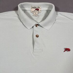 Perlis Golf Polo Shirt Men Large Pale Blue Crawfish Pique Peruvian Cotton Preppy